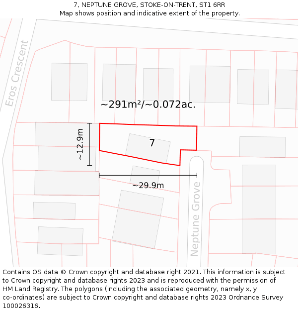 7, NEPTUNE GROVE, STOKE-ON-TRENT, ST1 6RR: Plot and title map