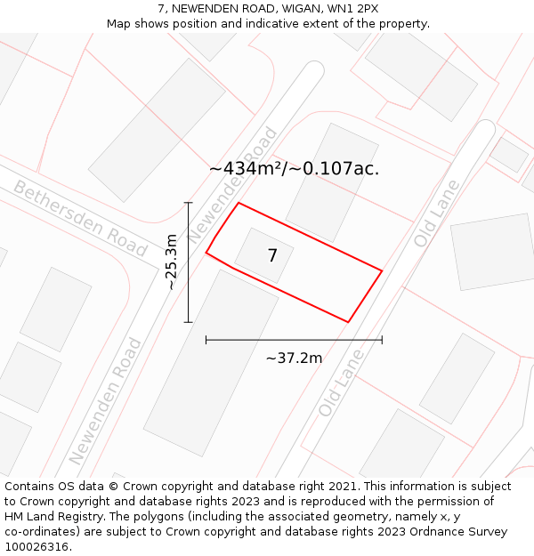 7, NEWENDEN ROAD, WIGAN, WN1 2PX: Plot and title map