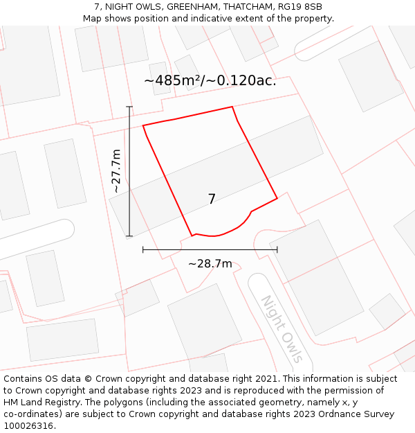 7, NIGHT OWLS, GREENHAM, THATCHAM, RG19 8SB: Plot and title map