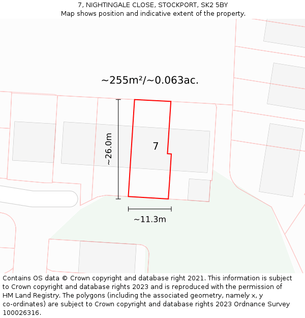 7, NIGHTINGALE CLOSE, STOCKPORT, SK2 5BY: Plot and title map
