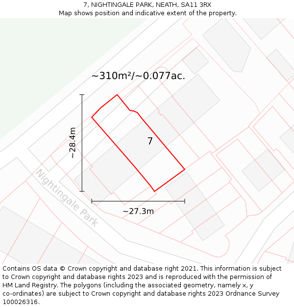 7, NIGHTINGALE PARK, NEATH, SA11 3RX: Plot and title map