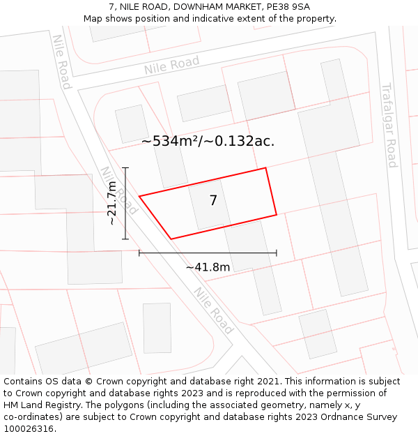 7, NILE ROAD, DOWNHAM MARKET, PE38 9SA: Plot and title map