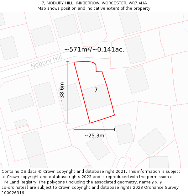 7, NOBURY HILL, INKBERROW, WORCESTER, WR7 4HA: Plot and title map