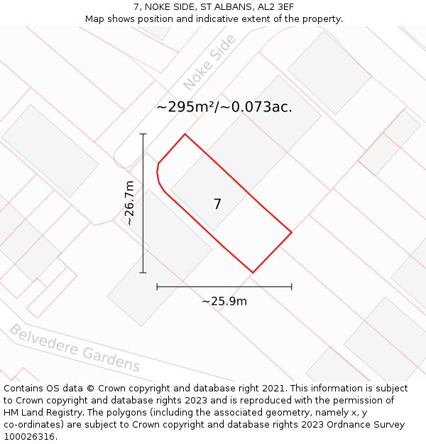 7, NOKE SIDE, ST ALBANS, AL2 3EF: Plot and title map