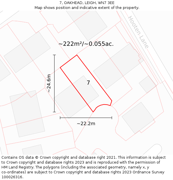 7, OAKHEAD, LEIGH, WN7 3EE: Plot and title map