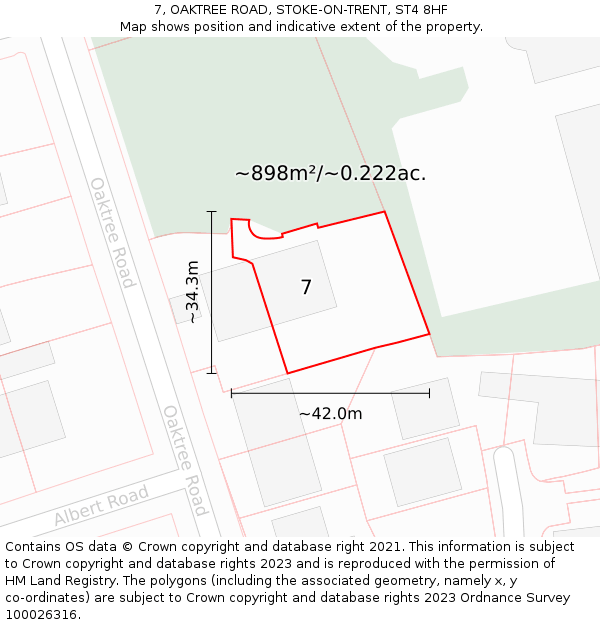 7, OAKTREE ROAD, STOKE-ON-TRENT, ST4 8HF: Plot and title map