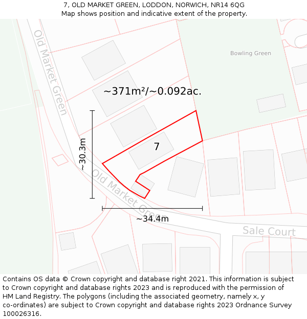 7, OLD MARKET GREEN, LODDON, NORWICH, NR14 6QG: Plot and title map