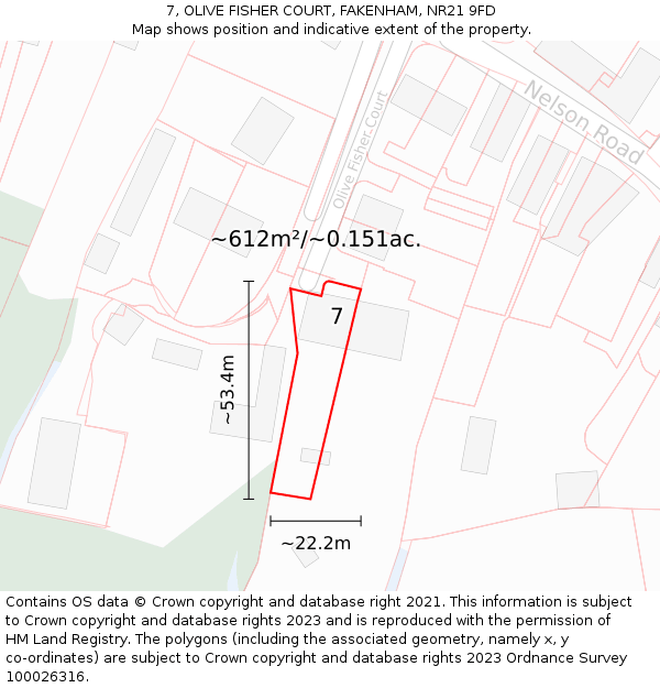 7, OLIVE FISHER COURT, FAKENHAM, NR21 9FD: Plot and title map