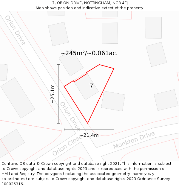 7, ORION DRIVE, NOTTINGHAM, NG8 4EJ: Plot and title map