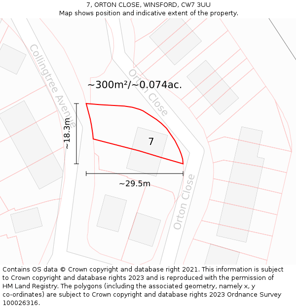 7, ORTON CLOSE, WINSFORD, CW7 3UU: Plot and title map