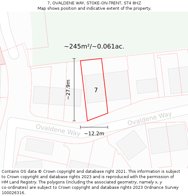 7, OVALDENE WAY, STOKE-ON-TRENT, ST4 8HZ: Plot and title map