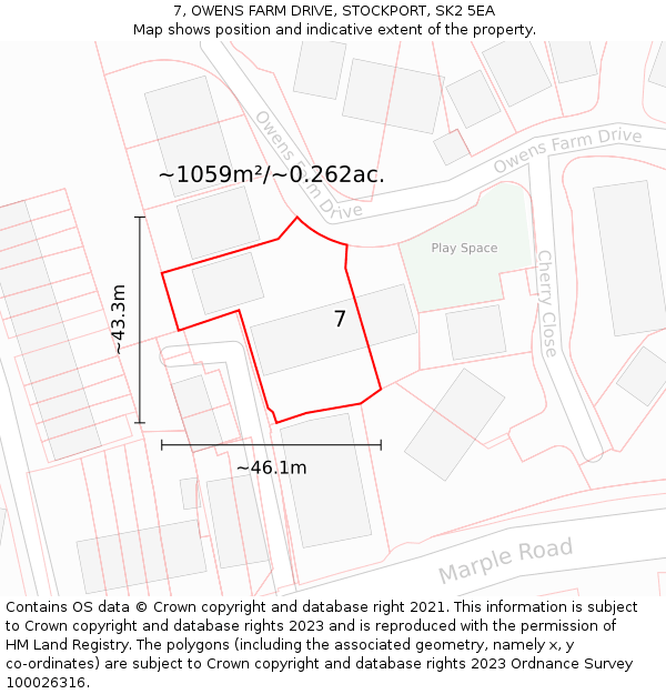 7, OWENS FARM DRIVE, STOCKPORT, SK2 5EA: Plot and title map