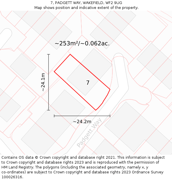 7, PADGETT WAY, WAKEFIELD, WF2 9UG: Plot and title map