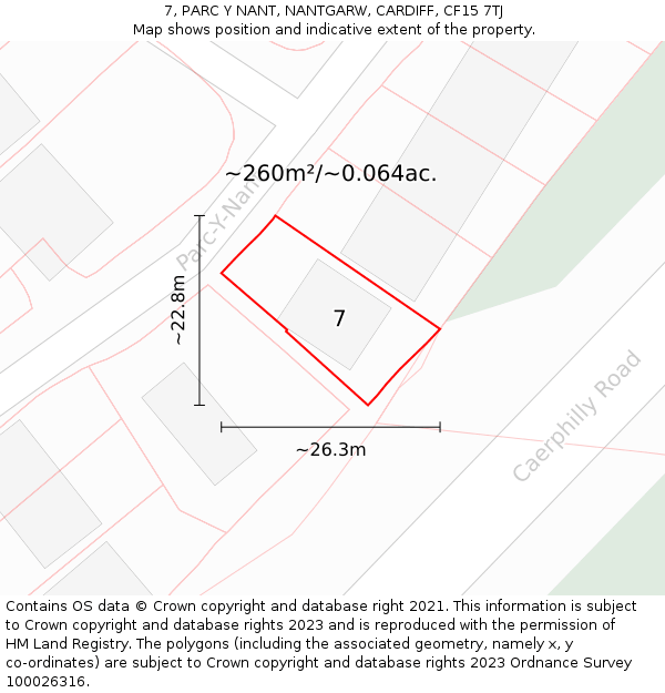 7, PARC Y NANT, NANTGARW, CARDIFF, CF15 7TJ: Plot and title map