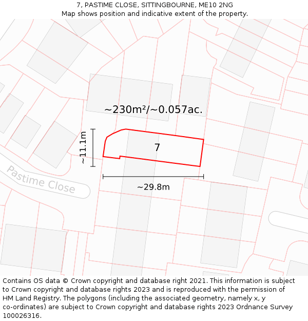 7, PASTIME CLOSE, SITTINGBOURNE, ME10 2NG: Plot and title map