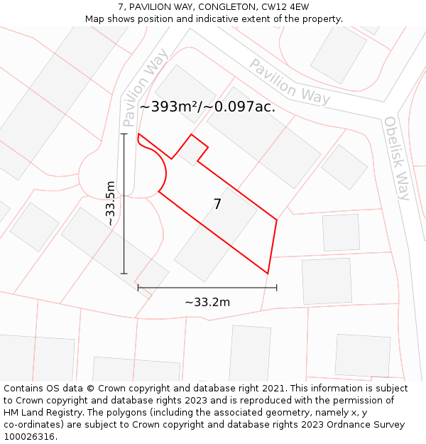 7, PAVILION WAY, CONGLETON, CW12 4EW: Plot and title map