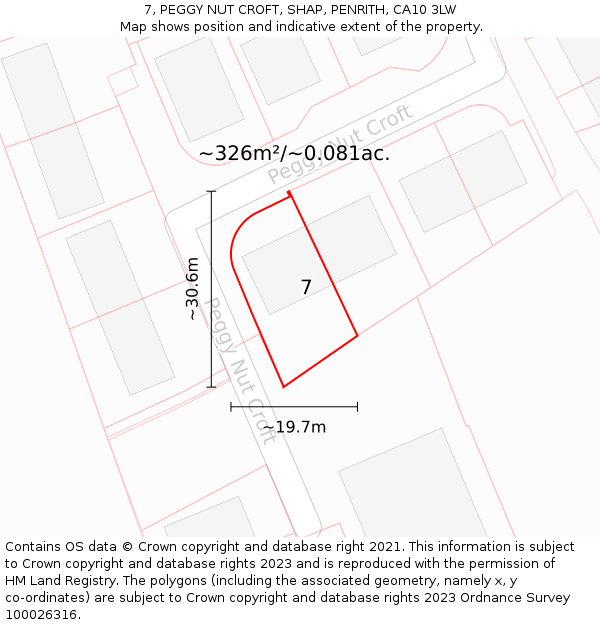 7, PEGGY NUT CROFT, SHAP, PENRITH, CA10 3LW: Plot and title map