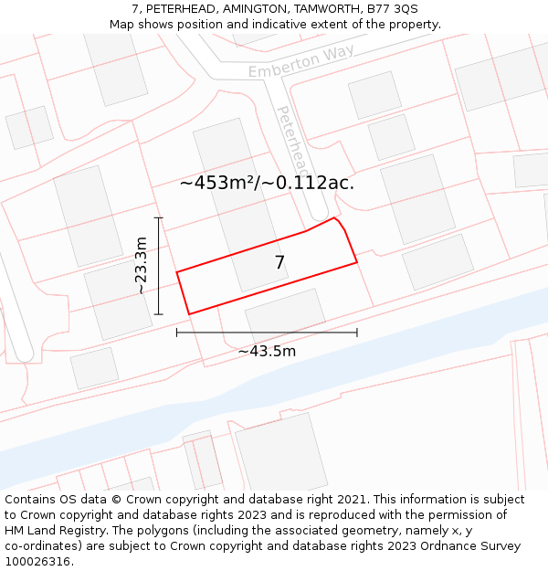 7, PETERHEAD, AMINGTON, TAMWORTH, B77 3QS: Plot and title map