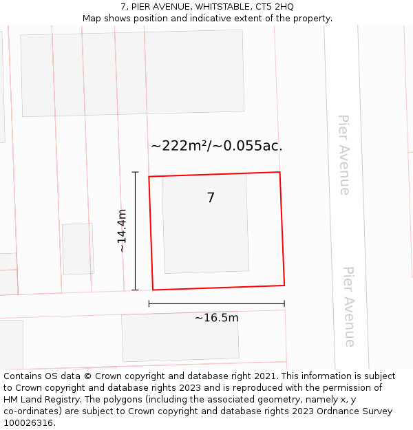 7, PIER AVENUE, WHITSTABLE, CT5 2HQ: Plot and title map