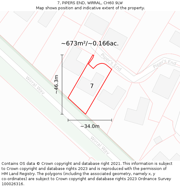 7, PIPERS END, WIRRAL, CH60 9LW: Plot and title map