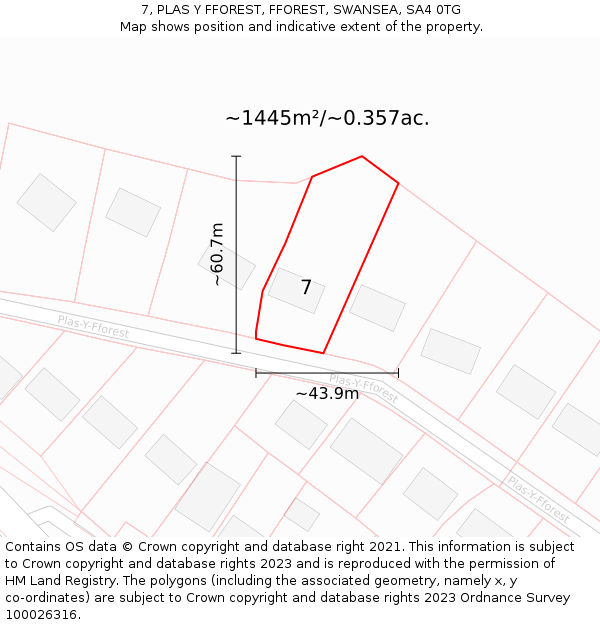 7, PLAS Y FFOREST, FFOREST, SWANSEA, SA4 0TG: Plot and title map