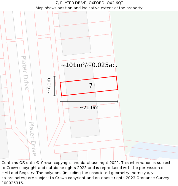 7, PLATER DRIVE, OXFORD, OX2 6QT: Plot and title map