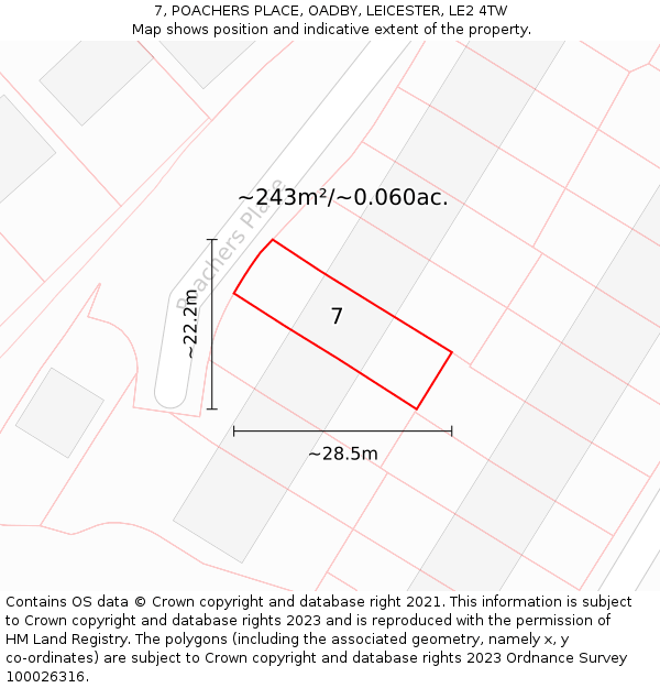 7, POACHERS PLACE, OADBY, LEICESTER, LE2 4TW: Plot and title map