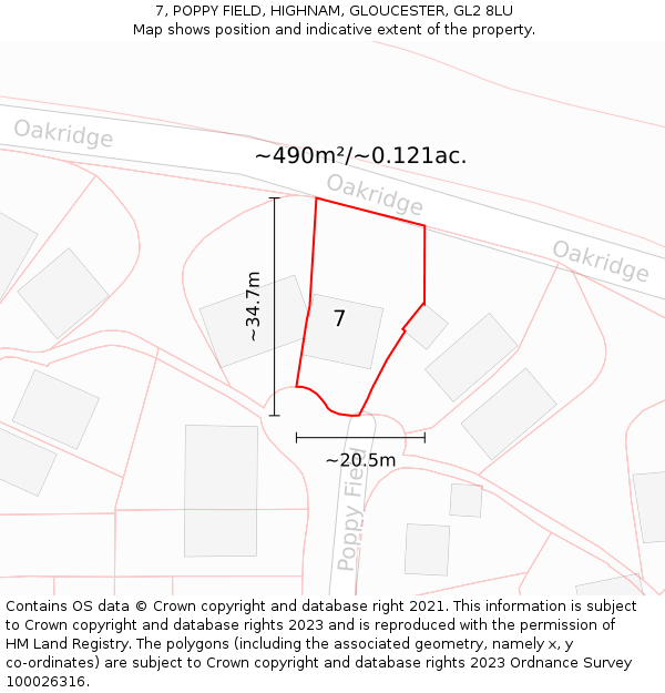 7, POPPY FIELD, HIGHNAM, GLOUCESTER, GL2 8LU: Plot and title map