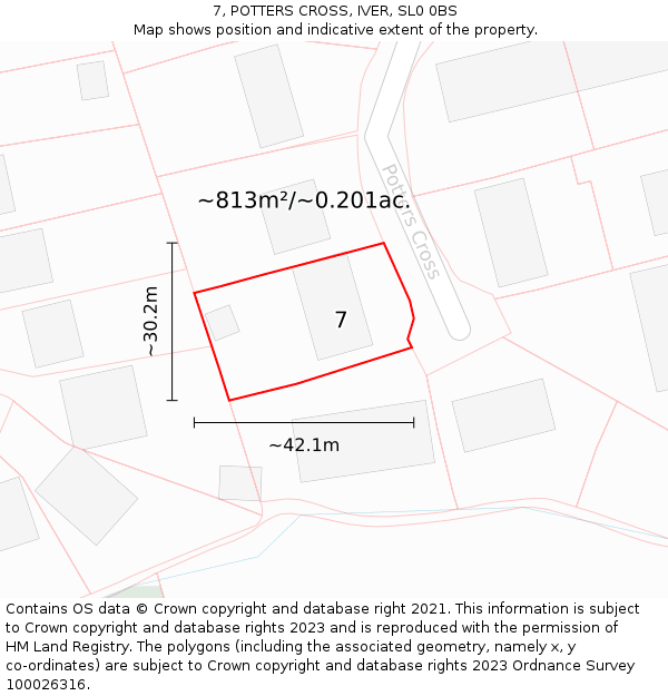 7, POTTERS CROSS, IVER, SL0 0BS: Plot and title map