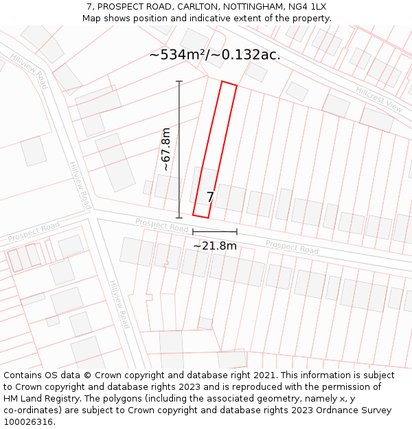 7, PROSPECT ROAD, CARLTON, NOTTINGHAM, NG4 1LX: Plot and title map