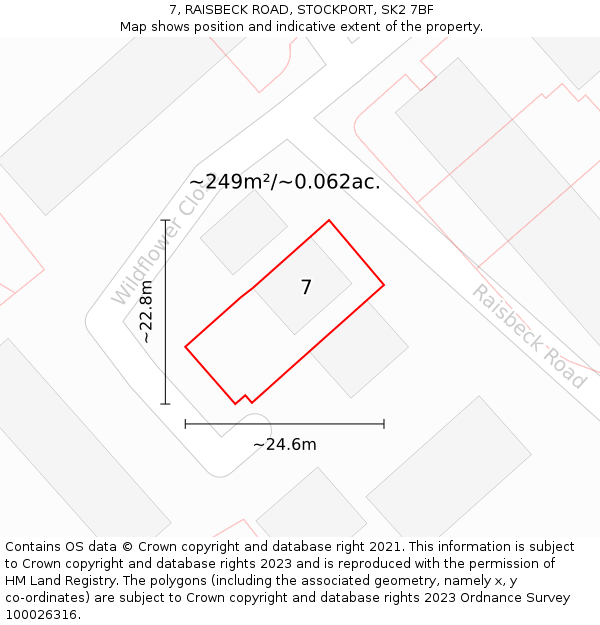 7, RAISBECK ROAD, STOCKPORT, SK2 7BF: Plot and title map