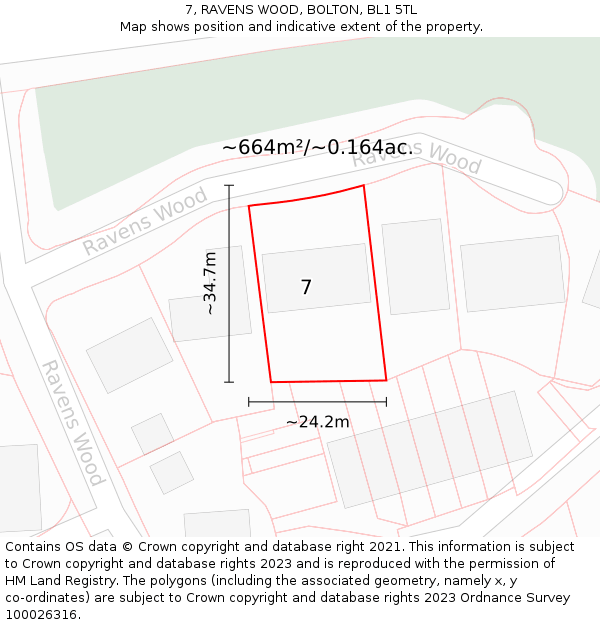 7, RAVENS WOOD, BOLTON, BL1 5TL: Plot and title map