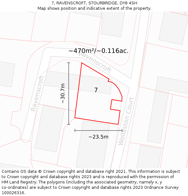 7, RAVENSCROFT, STOURBRIDGE, DY8 4SH: Plot and title map