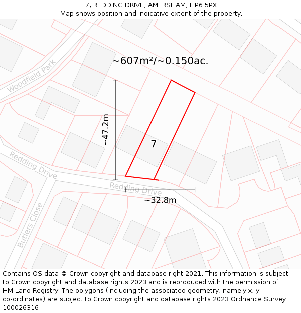 7, REDDING DRIVE, AMERSHAM, HP6 5PX: Plot and title map