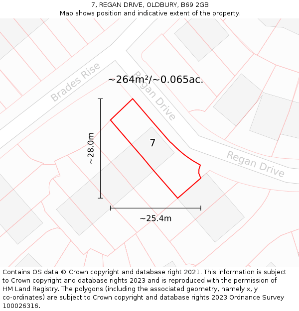 7, REGAN DRIVE, OLDBURY, B69 2GB: Plot and title map