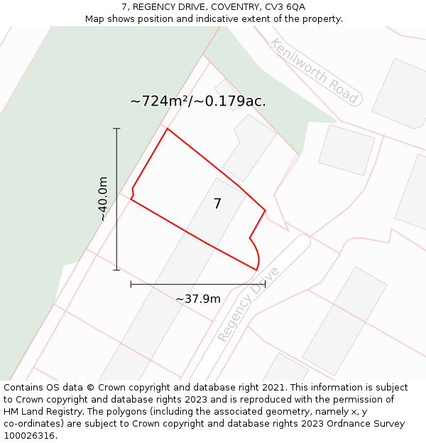 7, REGENCY DRIVE, COVENTRY, CV3 6QA: Plot and title map