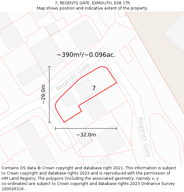 7, REGENTS GATE, EXMOUTH, EX8 1TR: Plot and title map