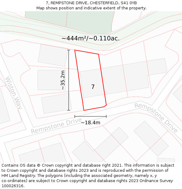 7, REMPSTONE DRIVE, CHESTERFIELD, S41 0YB: Plot and title map