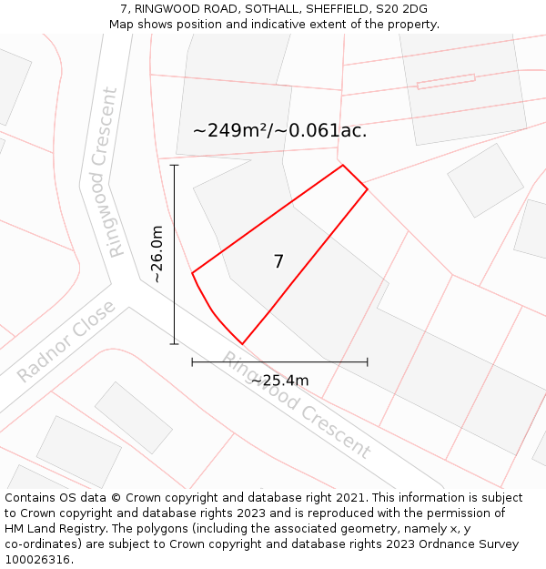 7, RINGWOOD ROAD, SOTHALL, SHEFFIELD, S20 2DG: Plot and title map