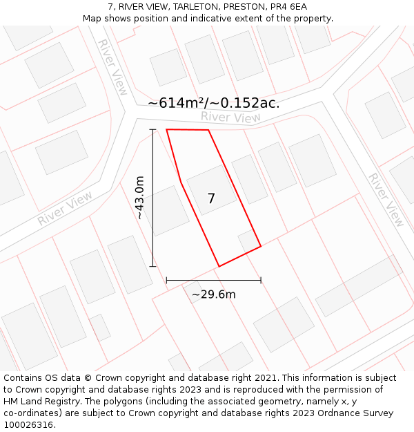 7, RIVER VIEW, TARLETON, PRESTON, PR4 6EA: Plot and title map