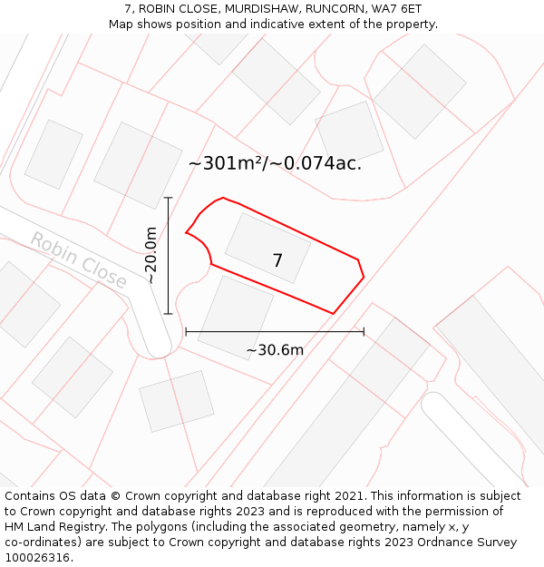 7, ROBIN CLOSE, MURDISHAW, RUNCORN, WA7 6ET: Plot and title map