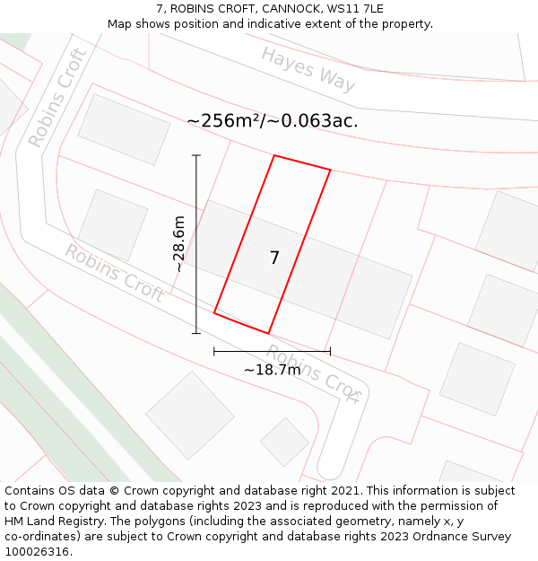 7, ROBINS CROFT, CANNOCK, WS11 7LE: Plot and title map