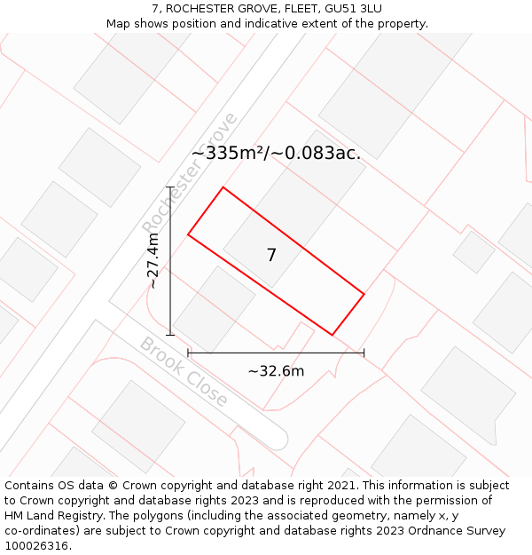 7, ROCHESTER GROVE, FLEET, GU51 3LU: Plot and title map