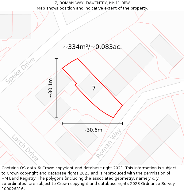 7, ROMAN WAY, DAVENTRY, NN11 0RW: Plot and title map