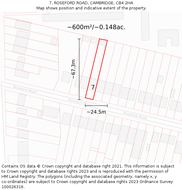 7, ROSEFORD ROAD, CAMBRIDGE, CB4 2HA: Plot and title map