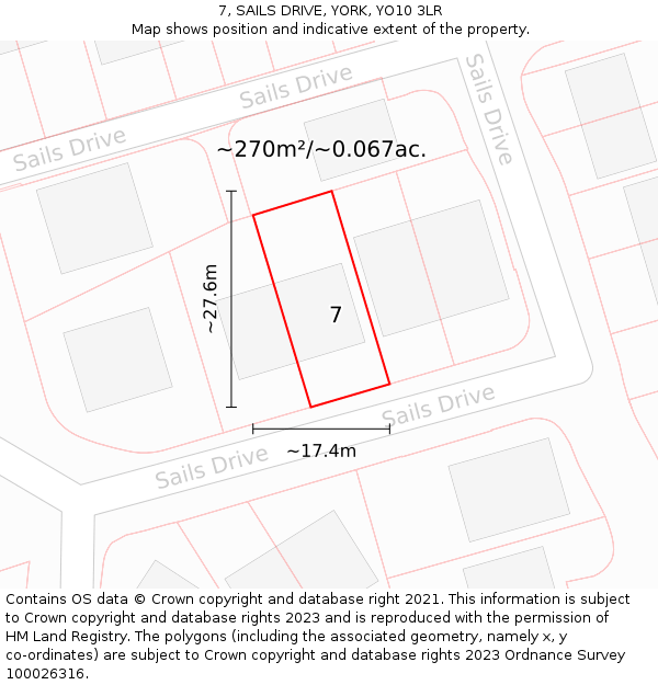 7, SAILS DRIVE, YORK, YO10 3LR: Plot and title map