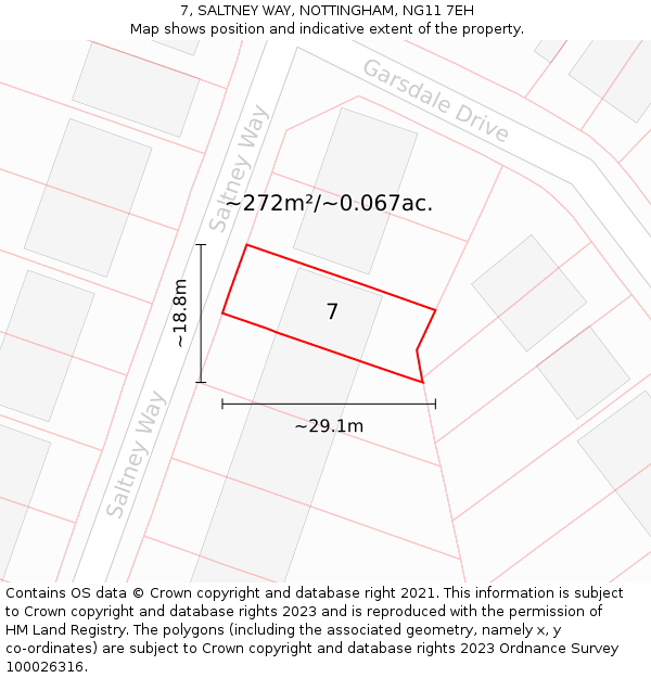 7, SALTNEY WAY, NOTTINGHAM, NG11 7EH: Plot and title map