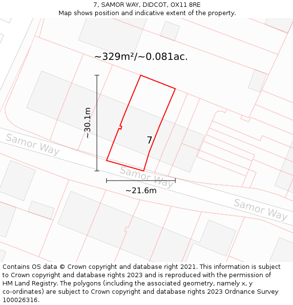 7, SAMOR WAY, DIDCOT, OX11 8RE: Plot and title map