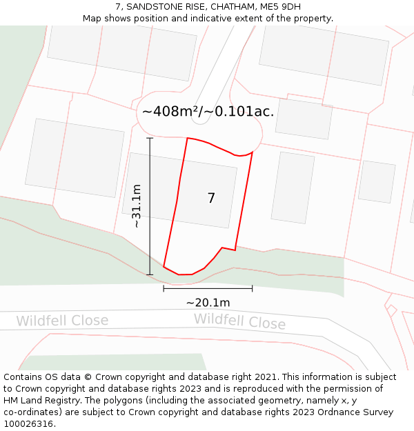 7, SANDSTONE RISE, CHATHAM, ME5 9DH: Plot and title map
