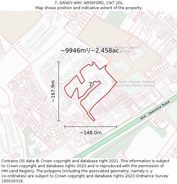 7, SANDY WAY, WINSFORD, CW7 2GL: Plot and title map